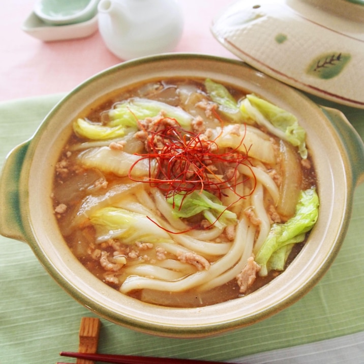 大根と白菜の肉あんかけ鍋うどん